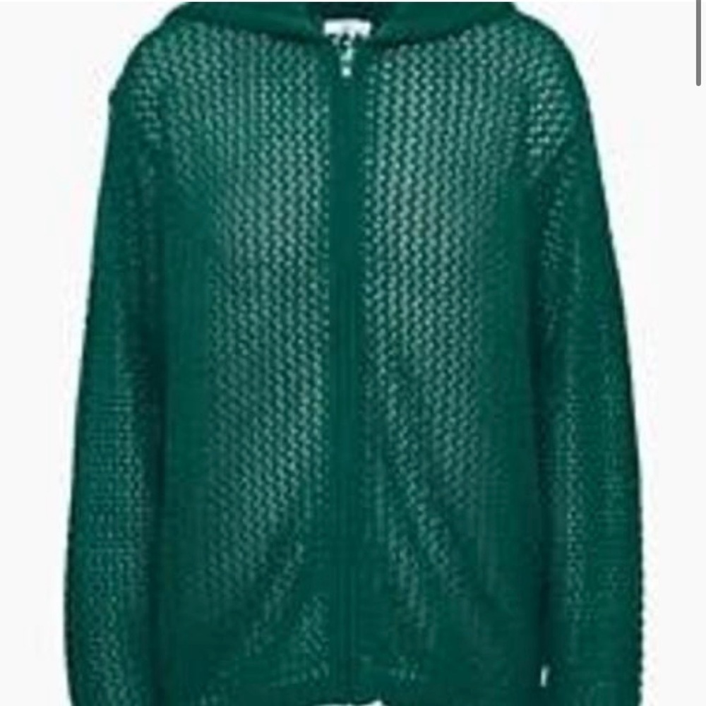 TNA Aritzia Dixie Zip Mess Hoodie in Emerald Green Color Size Small